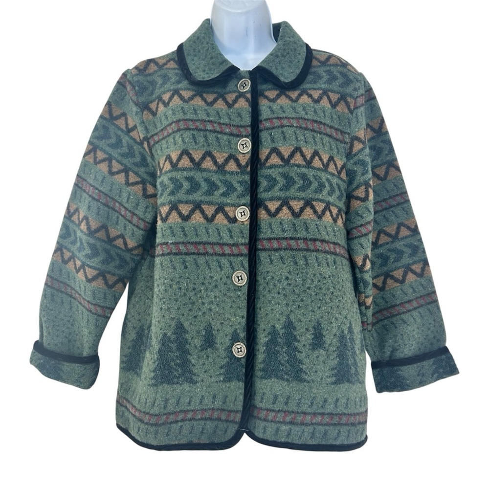 COLDWATER CREEK Vtg Wool Aztec Print Jacket Womens S/M
